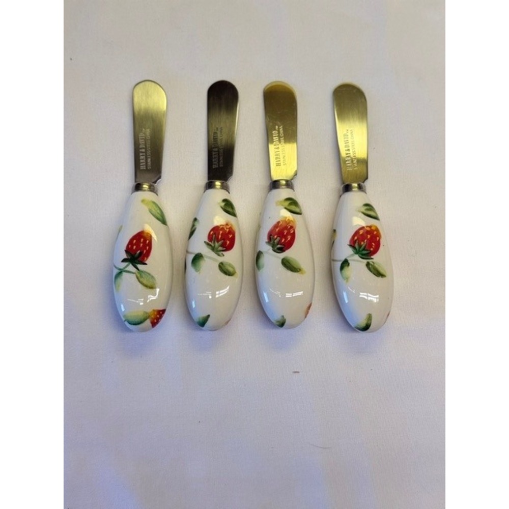 Vintage Strawberry Kitchen Set Caddy Shakers Jam Pots Harry & David Spreaders - Picture 13 of 14